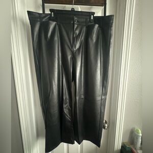 Old Navy High Waisted Wide Leg Faux Leather Black Pants Size 22